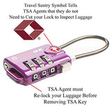 TSA Approved Cable Luggage Locks, Re-settable Combination with Alloy Body