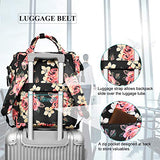 BRINCH Laptop Backpack 15.6 Inch Wide Open Computer Backpack Laptop Bag College Rucksack Water Resistant Business Travel Backpack Multipurpose Daypack with USB Charging Port for Women Girls, Peony