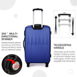 Luggage 3 Piece set ABS Hardshell with Spinner Durable and Lightweight 3 PC Suitcase sets 20 24 28 inch, Free Backpack Inside (Cobalt Blue 2)