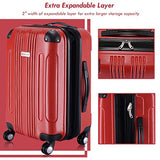 Goplus 20" ABS Carry On Luggage Expandable Hardside Travel Bag Trolley Rolling Suitcase GLOBALWAY (Red)