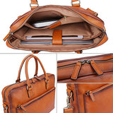 Banuce Vintage Full Grain Leather Briefcase For Men Tote Business Messenger Bag 14" Laptop Shoulder