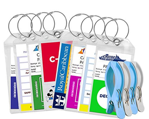 Cruise Luggage Tags Tags For Traveling - Durable PVC e-Tag Holders - Bounce Beach Towel Clips