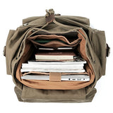 Kattee Men’s Leather Canvas Backpack Large School Bag Travel Rucksack Army Green