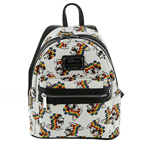 Loungefly Disney's Mickey Mouse Rainbow Mini Backpack, White-rainbow