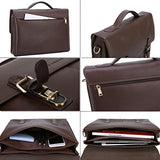 Banuce Vintage Faux Leather Briefcase for Men PU Business Tote Messenger Satchel 14" Laptop Bag
