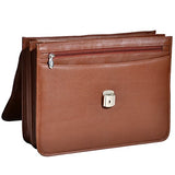 Double Compartment Laptop Briefcase, Leather, 15.4" in, Brown - Ashburn | Mcklein