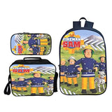 Ceomate Children Fireman Sam Backpack-Boys 3 in 1 School Bag Set Cartoon Rucksack with Insulated Lunch Bag Pencil Case