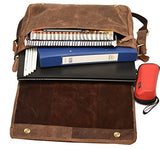 Dh Rohtaang Leather Messenger Bag For Men / Women Leather Laptop Messenger Briefcase Satchel Brown