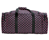 Lovely, Fashionable Polka Dots Duffle Bag/Gym Bag/Travel Bag Size 25" (Black/Pink Dots)