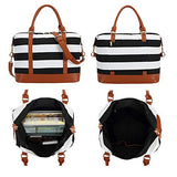 BLUBOON Women Ladies Canvas Weekender Bag Overnight Carry-on Duffle Tote Bag With PU Leather