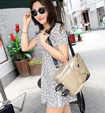 Eaglebeky Girl's Pu Leather Owl Cartoon Backpack Fashion Casual Mini Purse Bag (Gold)