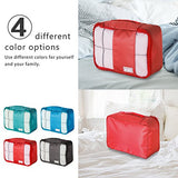 Coolife Packing Cubes Travel Organizers with Laundry Bag 7 Set Hanging Toiletry Bag Portable (red)