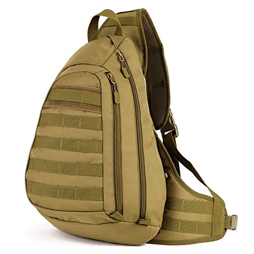 Protector Plus Tactical Military Sling Chest Pack Bag Molle Daypack Laptop Backpack (Brown)