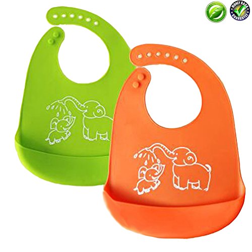 Feeding Bibs Waterproof Slicone Bibs with 2 Pack