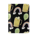 Cartoon Rainbow Beer Genuine Leather UAS Passport Holder Travel Wallet Cover Case