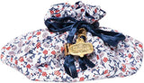 C.R. Gibson Red, White, and Blue Floral Satin Drawstring Travel Jewelry Pouch, 6" W x 4" H