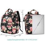 BRINCH Laptop Backpack 15.6 Inch Wide Open Computer Backpack Laptop Bag College Rucksack Water Resistant Business Travel Backpack Multipurpose Daypack with USB Charging Port for Women Girls, Peony