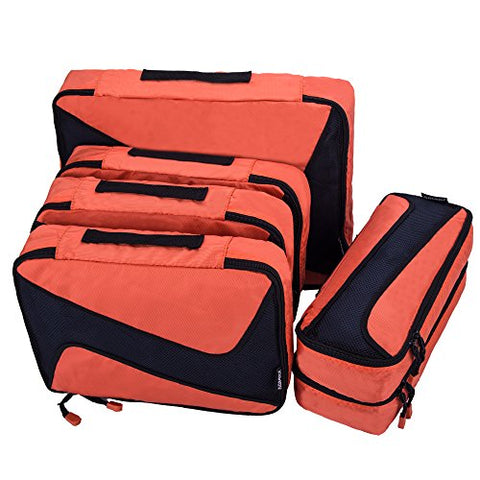 6 Set Packing Cubes - 3 Various Sizes Luggage Packing Organizers For Travel (Orange)