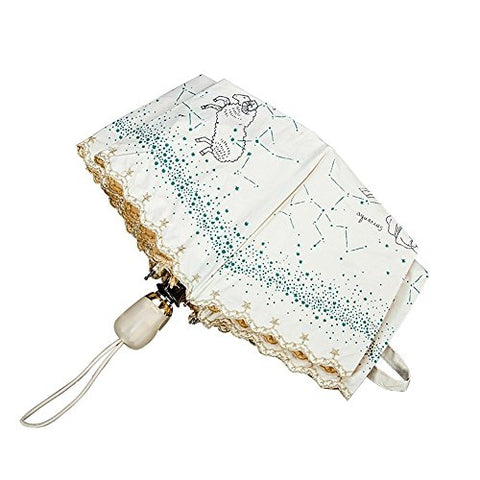 HOMEE Automatic rain and rain umbrella embroidered sun umbrella anti-uv foldable umbrella (color