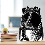 LORVIES Black White Design Softball Lightweight School Classic Backpack Travel Rucksack for Girls Women Kids Teens