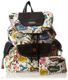 Sakroots Women's Flap Backpack, White Peace