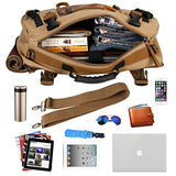 Ibagbar Canvas Backpack Travel Bag Hiking Bag Camping Bag Rucksack Khaki