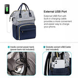 Laptop Backpack for Women Work Laptop Bag Stylish Teacher Backpack Business Computer Bags College Laptop Bookbag, Stripe-Navy