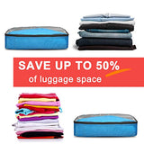 G4Free Packing Cubes 6pcs Set Travel Luggage Organizers Accessories Small, Medium, Large (Blue-6pcs)