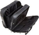 Kenneth Cole Reaction Genuine Leather Dual Compartment 15.4" Wheeled Laptop Portfolio, Black