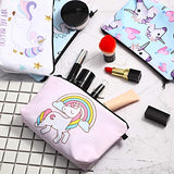 4 Pieces Makeup Bag Funny Cartoon Cosmetic Pouch Printed Toiletry Travelling Bags Cosmetic Bags for Women (Unicorn)