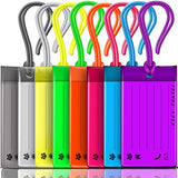Luggage Tags 8 PACK, KSEV Travel Tags, ID Labels, Name Card Holder for Baggage Bags Suitcases Backpacks (Purple/Green/Orange/Yellow/Pink/Blue/Gray/Clear)