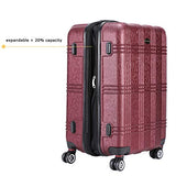 Travel Joy Expandable Spinner Luggage Set,TSA lightweight Hardside Luggage Sets, 20" 24"28 inches Carry On Luggage (BURGUNDY, 3 pcs set(20"24"28"))