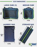 BigPlanet 5 Piece Set - Compression Packing Cubes For Travel, Laundry & Shoe Organizer Bags - Water