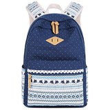 School Backpack for Girls,Hey Yoo Printed Canvas Casual Bookbag Backpack for Girls School (blue)