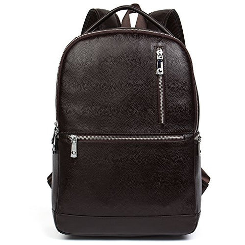 BOSTANTEN Leather Laptop Backpack Shoulder School Camping Travel Casual Bag Daypack for Men Coffee