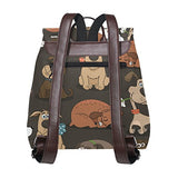 Cartoon Dog Women's Genuine Leather Backpack Bookbag School Shoulder Bag
