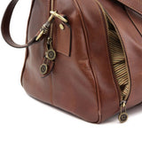 Tuscany Leather Tl Voyager Travel Leather Duffle Bag - Small Size Red Leather Travel Bags