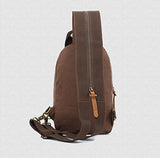 Men's Cotton Canvas Backpack Multi-functional Bag with Leather Fashion Shoulder Bag Chest Bag