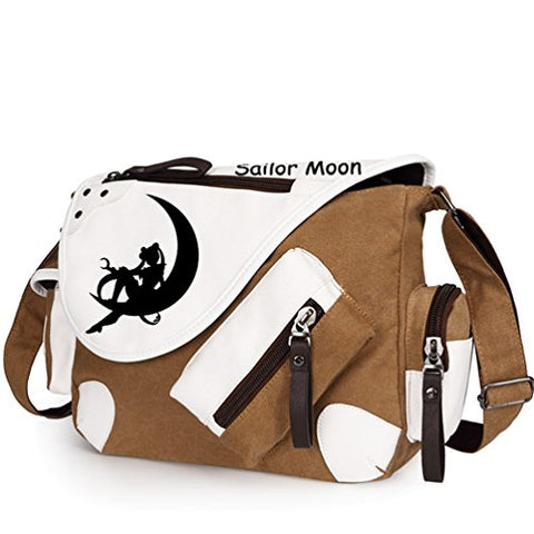 Yoyoshome Sailor Moon Anime Tsukino Usagi Cosplay Backpack Messenger Bag Shoulder Bag (Brown)
