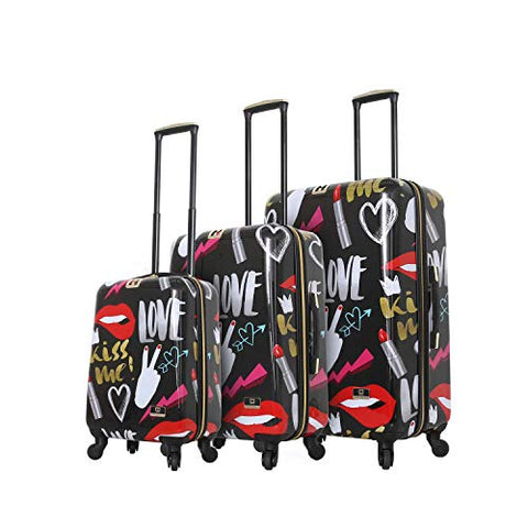 HALINA Nikki Chu Kiss Me 3 Piece Set Luggage, Multicolor