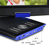 SUNPIN 11" Portable DVD Player with 9.5 inch HD Swivel Screen, Dual Earphone Jack, Supports SD Card/USB/CD/DVD and Multiple Disc Formats, Headrest Mount Holder, Car Charger, Power Adaptor (Blue)