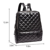 ABage Women's Genuine Leather Backpack Vintage Casual Quilted Travel Backpack Purse, Black