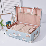 UNIWALKER 2 Piece Vintage Luggage Set 26inch Spinner Trunk with 20inch Carry on Cute Suitcase for Women (Embossed Blue)