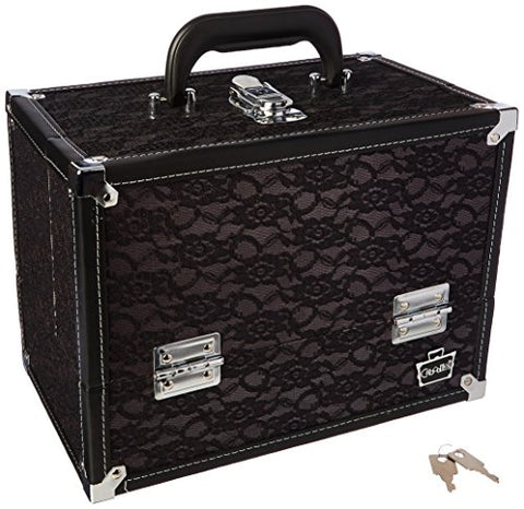 Caboodles Stylist Train Case, Black Lace Over Silver
