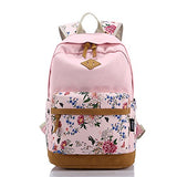 Eaglebeky Causal Travel Canvas Rucksack Lightweight Backpacks for Girls School Bookbags (Flower