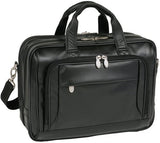 McKlein, I Series, WEST Loop, Full Grain Cashmere Napa Leather, 15" Leather Expandable Double Compartment Briefcase, Black (44575)