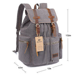 Bluboon Canvas Vintage Backpack Leather Casual Bookbag Men Women Laptop Travel Rucksack