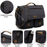Messenger Bag for Men, VASCHY Vintage Water Resistant Waxed Canvas Satchel 15.6 inch Laptop Briefcase Shoulder Bag with Padded Shoulder Strap Gray