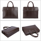 Banuce Genuine Leather Briefcase for Men Business Slim Laptop Attach Case Tote Menssenger Bag