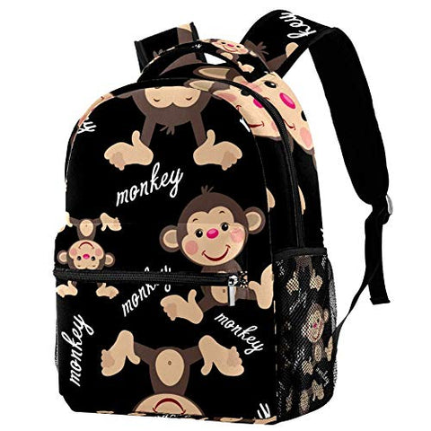 LORVIES Cheeky Monkey Bookbags Student Daypack Backpacks for Boys Girls